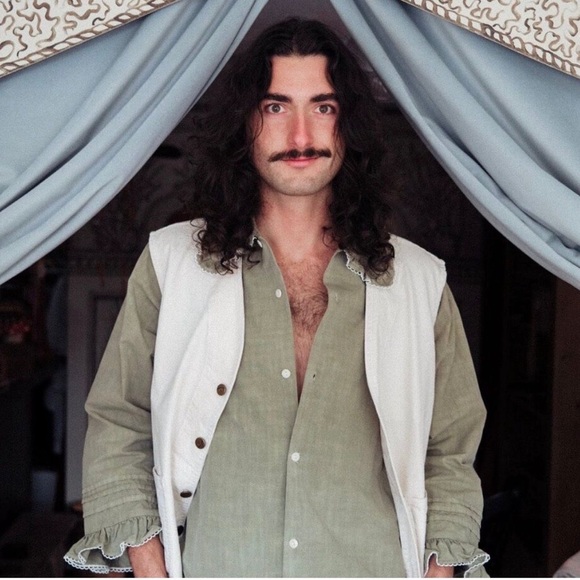 Rudy Jude Pillowcase Button down shirt with lace in sage size XXL - Picture 2 of 7